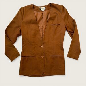 Vintage 90S SK & Company 100% Silk Brown Long Blazer